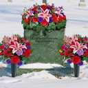 Artificial Cemetery Flower with Vases for Grave, 3PC,Red Rose Headstone Flower Saddle (Vases Included)