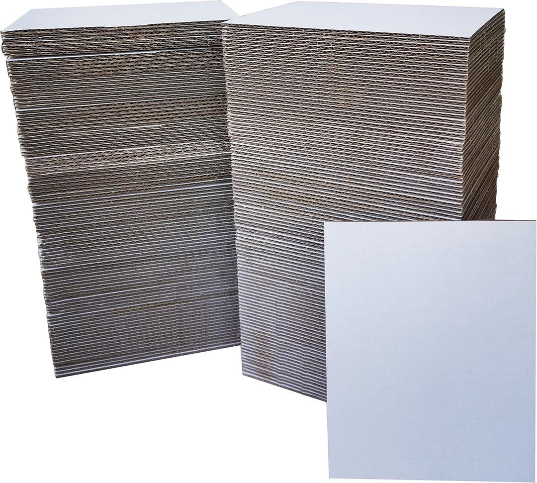 ANSSDO 200 Packs 4x6 Inch Corrugated Cardboard Sheets, Premium Corrugated Pads for T-Shirts, Shipping, Mailing, Cardboard Divider Backing and Crafts (White)