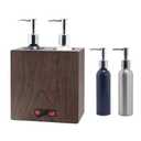 Elitzia Walnut Wood Massage Oil Warmer Independent Dual-Bottle Heating Control with 4 Massage Oil Pump Bottles Lotion Warmer Dispenser Heated 122-140F Suitable for Salon Spa ETOH02 (Brown)