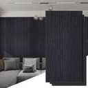 KASARO 3D Faux Stone Wall Panels, 3 PCS PU Wainscoting Panel for Interior Wall Decor, Flowstone Wall Covering Panels Accent for Home, Office, 47.2 23.6 inch, Black