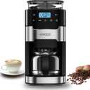 HOMOKUS 10-Cup Coffee Maker with Grinder, Touch Screen, Automatic Brew, Warming Plate, 1.5L Water Tank, Removable Filter