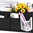 Loghot Bedside Caddy/ Bedside Storage Bag Hanging Organizer for Bunk and Hospital Beds, Dorm Rooms Bed Rails, Can be Placed Glasses, Books, Mobile Phones, Keys (Black)