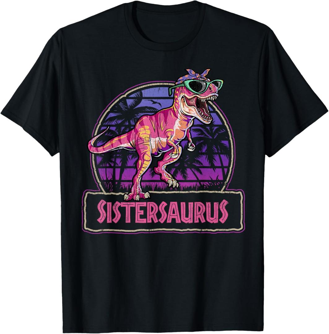 Sistersaurus T Rex Dinosaur Sister Saurus Family Matching T-Shirt, L