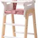 ROBOTIME Wooden Baby Doll High Chair, Pink Wooden Baby Doll Chair for 18 Inch Dolls, Pretend Play High Chair Baby Doll Accessories, Small