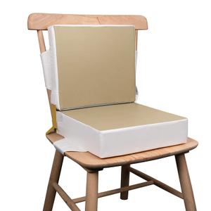 Kalawen Upgraded 2Pcs PU Washable Straps Safety Buckle Toddler Booster Seat for Kitchen Chair, Portable Travel (Khaki)