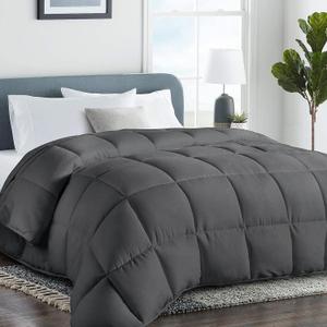 COHOME Twin/Twin XL Size Comforter, All-Season Quilted Down Alternative Duvet Insert, Luxury Hotel GentleSoft Comforter with Anti-Clump Tech & 8 Tabs - Reversible - Dark Grey 64x88 inches