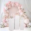 SwallowLiving 3PCS Metal White Display Pedestal Stand for Parties, Square Tall Pedestal Cake Stands Pillars for Wedding, Sculpture Display Stand Column Decoration