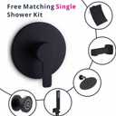 Shower Valve Handle Bathroom Shower Mixer Valve Kit, Wall Mount Rough-in Tub Shower Control Valves Round 1 Way Single Function, Female Thread, Matte Black
