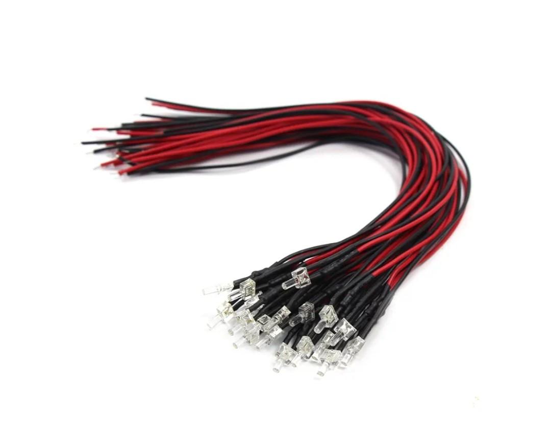 20pcs Pre Wired 2mm Warm White Led Lamp Light Set 12V ~ 18V for Train Layout