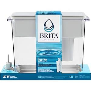 Brita Extra Large 27-Cup UltraMax Filtered Water Dispenser with Filter - Gray: Water Filtration, Hand Wash, Flip-Top Lid