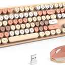 MOFII Wireless Keyboard and Mouse Combo,2.4GHz Retro Full-Size Keyboard with Number Pad and Cute Wireless Mouse for Computer PC Desktops Laptop WindowsxP/7/8/10(Milk Tea Colorful-B)