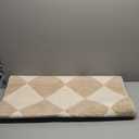 Beeiva Checkered Print Long Hallway Runner Rug Non Slip, Beige Ultra Thin 2.5x10 Washable Runner Rug, Moroccan Trellis Home Decor Faux Wool Neutral Carpet for Bathroom Kitchen Hallways, 10ft