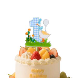 Goose 1st Birthday Cake Topper For Girls, One Silly Goose Cake Smash Decorations, Pink Gingham Cake Smash Decoration, Sweet Animal Theme Photo Prop for First Year Celebration (Blue)