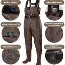 Trudave Chest Waders for Men with Boots, 2-Ply Nylon/PVC Waterproof Fishing & Hunting Waders for Men and Women, Brown M14