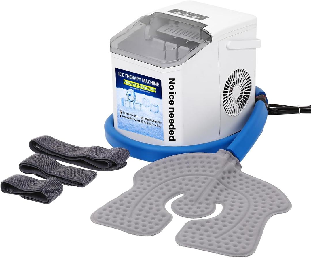 Ice-Free Cold Therapy Machine for Knee Pain Relief, Portable No Ice Needed Cryotherapy System with Adjustable Temperature Control, Universal Pad for Arthritis, Surgery, Injury Recovery, Swelling