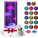Jellyfish Lamp, Electric Jellyfish Lighting, Jelly Fish Tank Table Aquarium Lamp with 17 Colors, Floating Jelly Fish Night Light Decorations, Valentines Day Gifts for Women, Girls, Men (White)