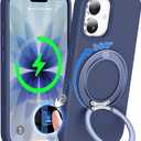 STERKER 360 Rotatable Stand Compatible with iPhone 17 Case with Magnetic [Military Grade Drop Tested][Adjustable Kickstand] Ring Holder Silicone Slim Back Soft Edge, Blue