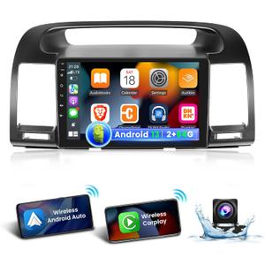 EKAT [2G+64G] Car Radio for Toyota Camry 2000 2001 2002 2003 2004 2005 2006, Android Camry Stereo with 9 inch Touch Screen, Carplay/Android Auto/1080P/Bluetooth/WiFi +AHD Backup Camera