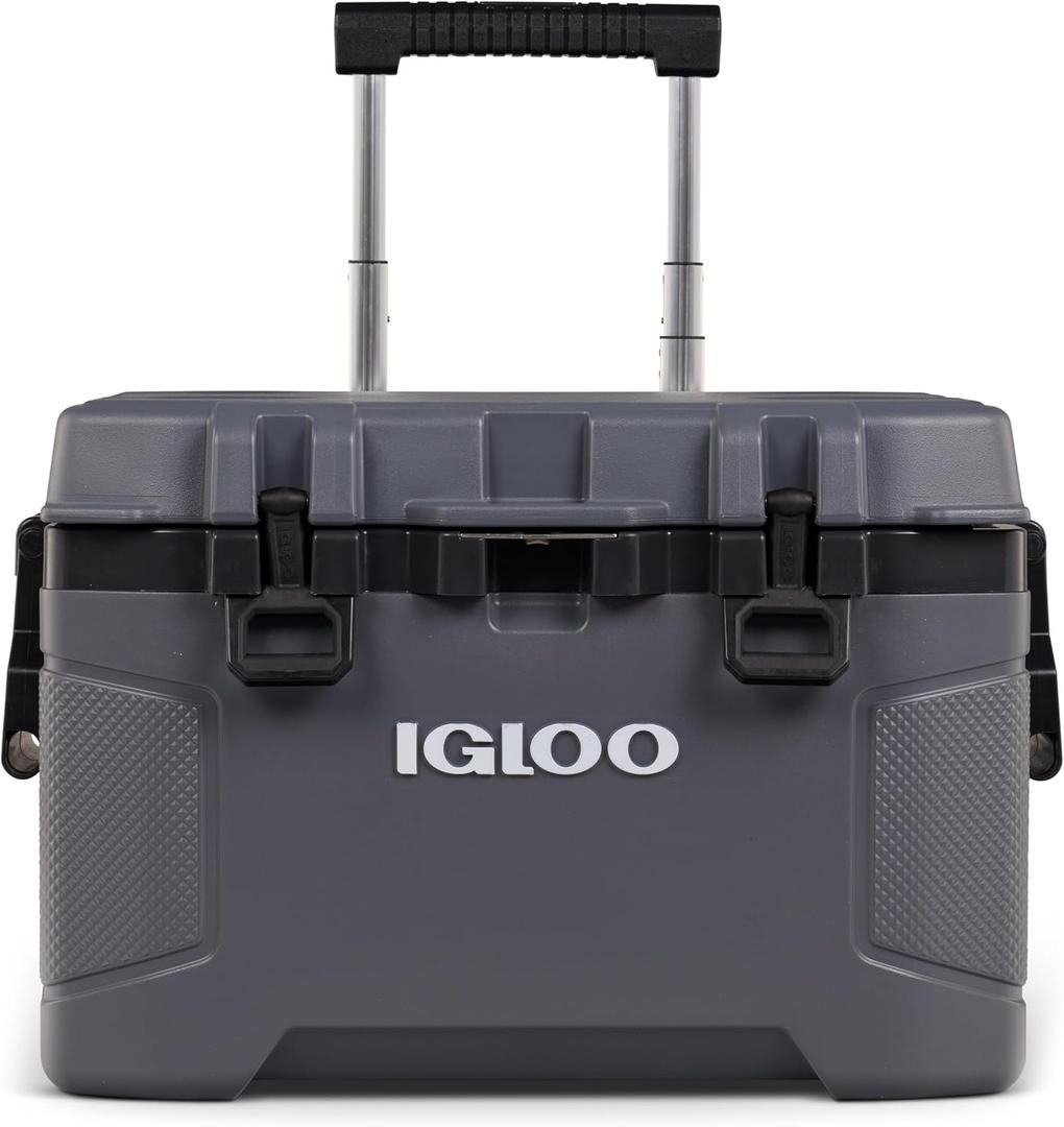 Igloo Trailmate 52Qt Wheeled Cooler, Insulated Hard Shell Ice Chest, Carbonite, 1664 Ounces
