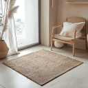 ISAENNE Vintage Soft Dark Brown Foyer Rugs for Entryway,Square Throw Rug with Washable,Non-Slip Comfortable Dirt-Resistant Weave Carpet for Living Room Bedroom Kitchen,2.3 x 2.3 Ft