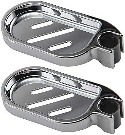 DH-LINK 2X Soap Dish Adjustable Shower Rail Slide Soap Plates Smooth Bathroom Holder