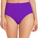 Micosuza Women's Swim Bottom High Waist Retro Basic Full Coverage Bikini Tankini Swimsuit Briefs (16, Purple)