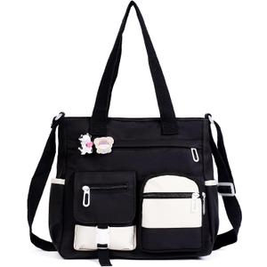 Phaoullzon Crossbody Cute Bag for Teens Kawaii Messenger Purse Nylon Shoulder Tote Bags (Black1)