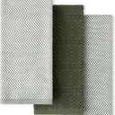 KitchenAid Evergreen Design Series Heavyweight Textured Oversized Kitchen Towels 3-Pack Set, Absorbent 100% Cotton, Dual-Purpose, Deep Forest Green, 18"x28"