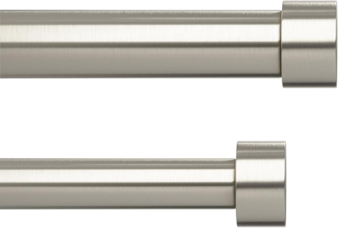 Umbra Cappa Double Curtain Rod, Includes 2 Matching Finials, Brackets & Hardware, 36 to 66-Inch, Nickel