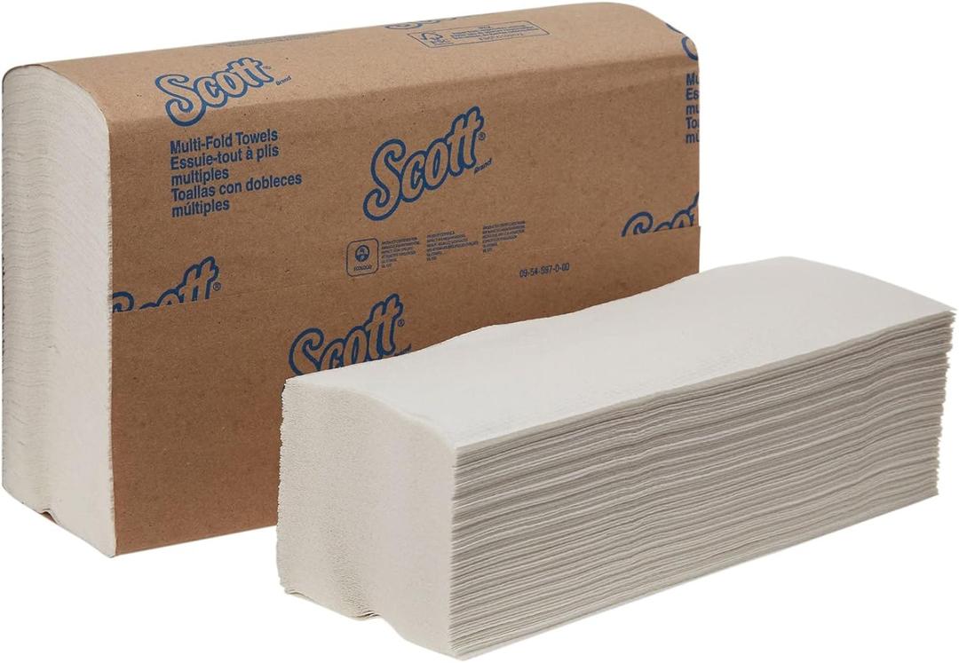 Scott Essential Multifold Paper Towels (01840) with Fast-Drying Absorbency Pockets, White, 16 Clips/Case, 250 Sheets/Clip, 4,000 Towels/Case - Pack of 3