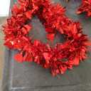 Valentine's Day Heart Tinsel Garland - Red, Pink, and White Metallic Hanging Decorations for Home, Indoor, Outdoor, Wedding, Red