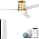Lorpies 52 Smart Flush Mount Ceiling Fans with Lights Remote,Quiet DC Motor,Outdoor Indoor Low Profile Ceiling Fan,Voice Control via WiFi Alexa App,Modern Gold and White Black Fan for Bedroom Patio