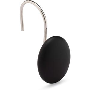 Essentra Home Matte Black 12-Piece Shower Curtain Hooks Set - Matte Black Collection