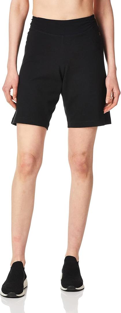 Danskin Women's Essential Side Shirred Bermuda Short (Black, XL)