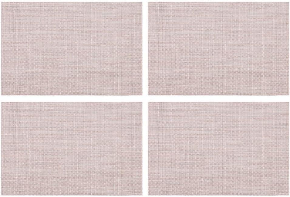 4-Pack Elegant Rectangular PVC Placemats, Heat-Resistant and for Easy to Clean Table Protectors for Home Dining and Restaurant Style Decor(E)