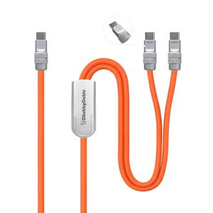 Chubbycable Duo-Flex 2-in-1 USB C Charging Cable 100W & 60W 4.3FT Multi Charging Cable Durable Extra Thick Soft Silicone Charger Cord, Orange