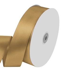 Pack Of  2 1-1/2" Wide x 100 Yards Solid Color Dark Gold Satin Ribbon, Fabric Satin Ribbon for Gift Wrapping, Wreath, Wedding Party Decoration and Other Sewing Projects (Champagne Gold)