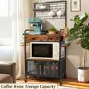 Rolling Coffee Bar Cart for Small Spaces, Coffee Station Cabinet with Storage, Apartment Coffee Nook, Side Syrup Rack, Tea Pod Drawer, Magnetic Doors, Lockable Wheels, Rustic Brown