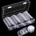 60 Pieces Silver Coin Case Holder for Collectors 40.6 mm Plastic Round Silver Coin Capsules Covers Storage Box for Collection Supplies