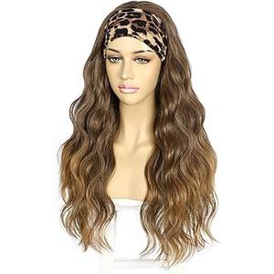 SAPPHIREWIGS Brown Headband Wig Loose Body Wave Headband Wig Chocolate Brown with Tips Synthetic Headband Wigs for Women and Girls Daily Party Wear 26 Inch