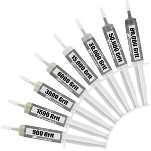 8 Pack Diamond Polishing Compound,Diamond Polishing Paste 80000 to 500 Grit with 30% Concentration of Diamond Powders,Lapping Compound for Glass Metal Marble Rock Watch Jewelry Scratch Remover Repair