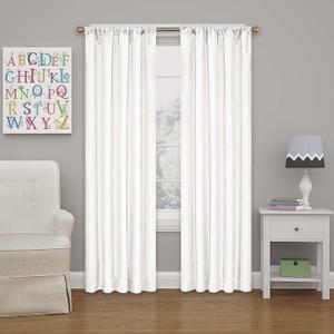 ECLIPSE Kendall Modern Blackout Thermal Rod Pocket Window Curtain for Bedroom or Living Room (1 Panel), 42 in x 84 in, White (42"W x 84"L (Pack of 1))
