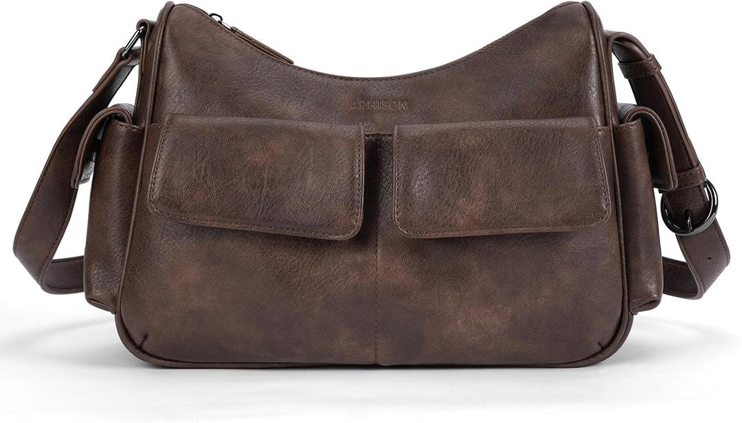 APHISON Shoulder Bag for Women, Vegan Leather Purses Bags for Ladies Trendy, Multi Pockets Handbags