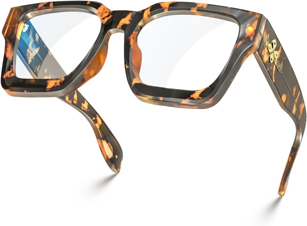 VISOONE Blue Light Blocking Glasses with TR90 Rectangle Frame and Chic Preppy Look for Women Men RIVER (Coco Tortoise)