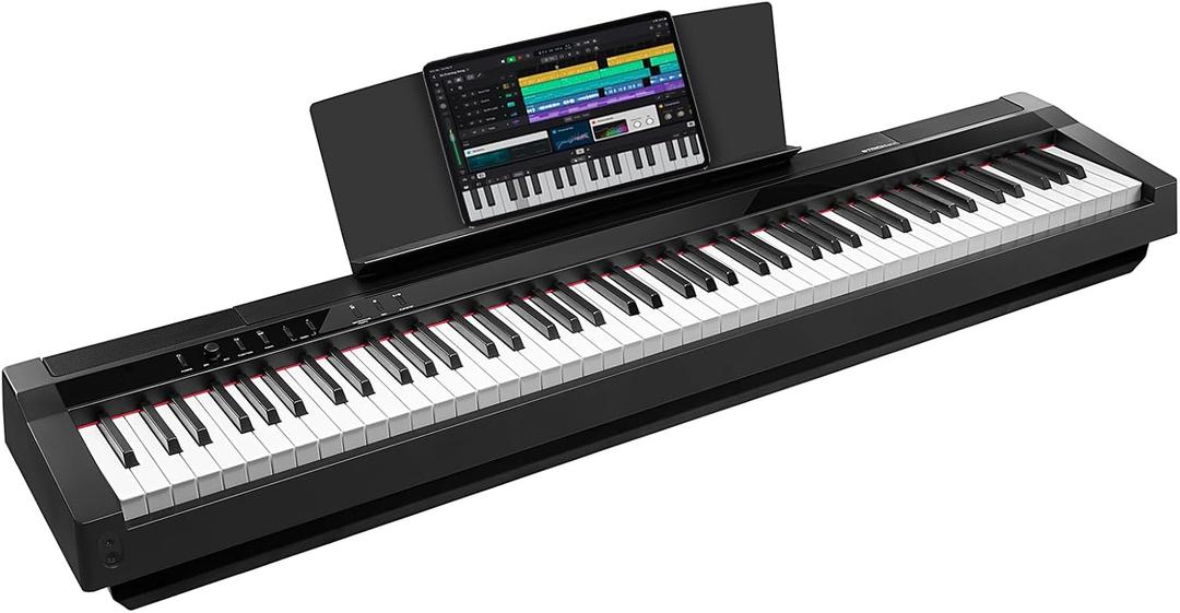 STRICH Digital Piano 88 Key Full Size Weighted Keyboard, Hammer-Action Portable Electric Piano For Beginner Adults, Bundle With Sustain Pedal, Piano Stickers, Music Rest, Black, SDP-P7, Digital Piano Only