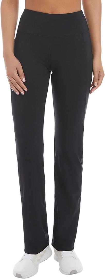 Jockey Women's Premium Pocket Slim Flare Yoga Pants (Medium, Deep Black)