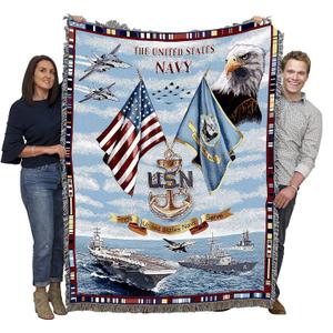 Pure Country Weavers PCW - US Navy Blanket - Gift Military Tapestry Throw Woven from Cotton - Made in The USA (72x54)