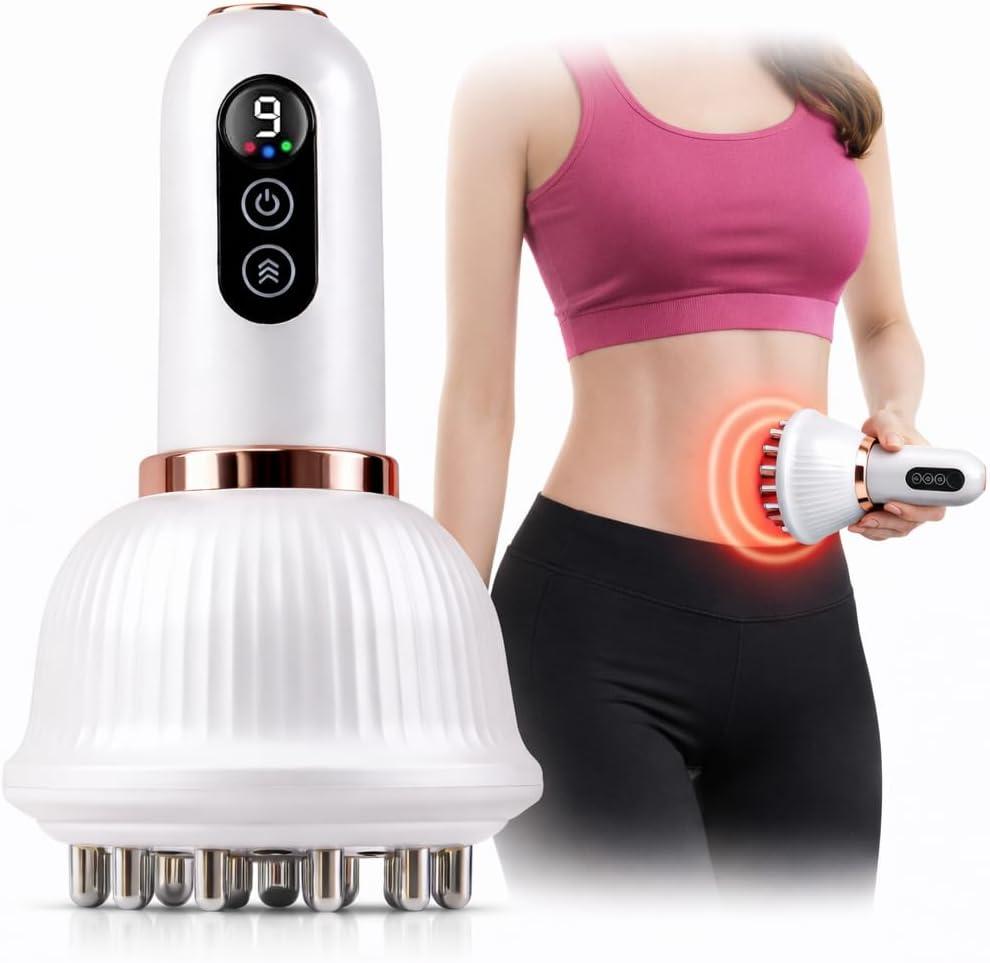Lymphatic Drainage Massager for At-Home Body Care, Sculpting Massage Tool for Legs, Arms, Belly & Back, Helps Reduce Stretch Marks & Cellulite, Smooth Skin & Relax Muscles with Heat, Vibration & Light