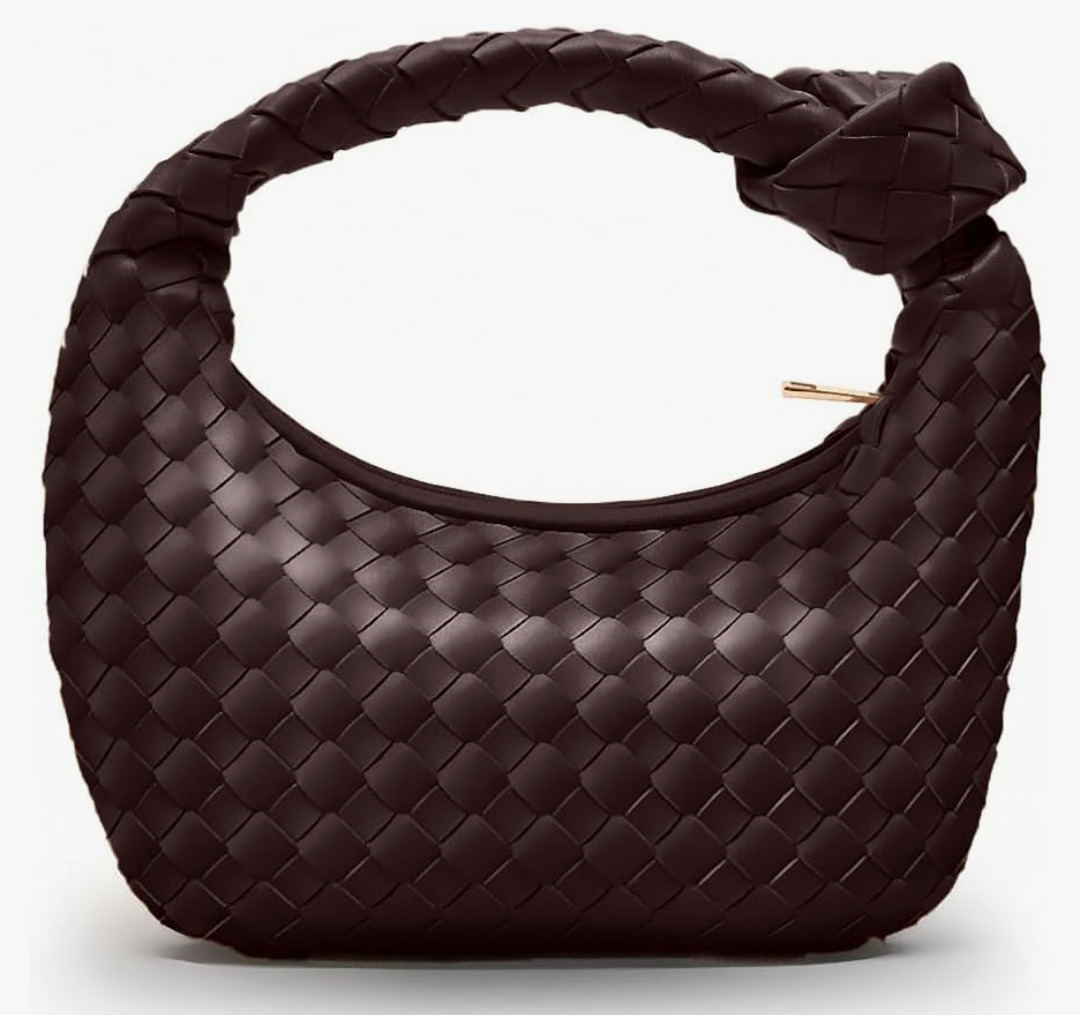 Knotted Woven Leather Handbags Tote with Detachable Bow For Women, Trendy Hobo Dumpling Purse Bag 2024.