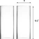CYS EXCEL 2 PCS (H:10" D:4") Open Ended Glass Hurricane Candleholder Tube Shade | Open Flame Candle Chimney Tube Cover | Bottomless Cylinder